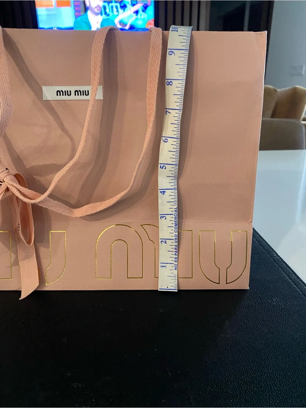 Miu Miu Blush Pink paper bag with Ribbon Accent